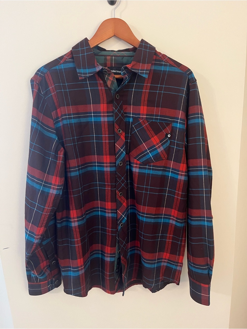 Marmot Men's Red & Blue Plaid Button-Down Shirt